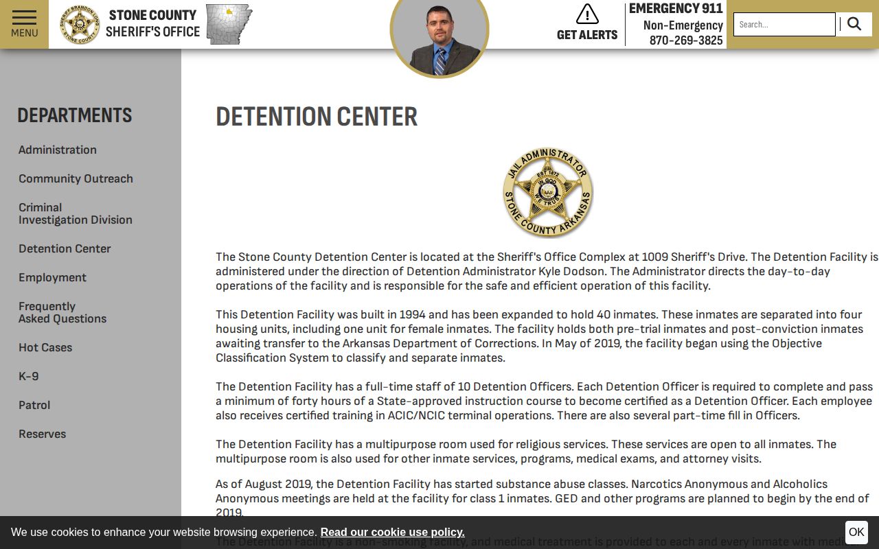 Stone County Detention Center custody and arrest information
