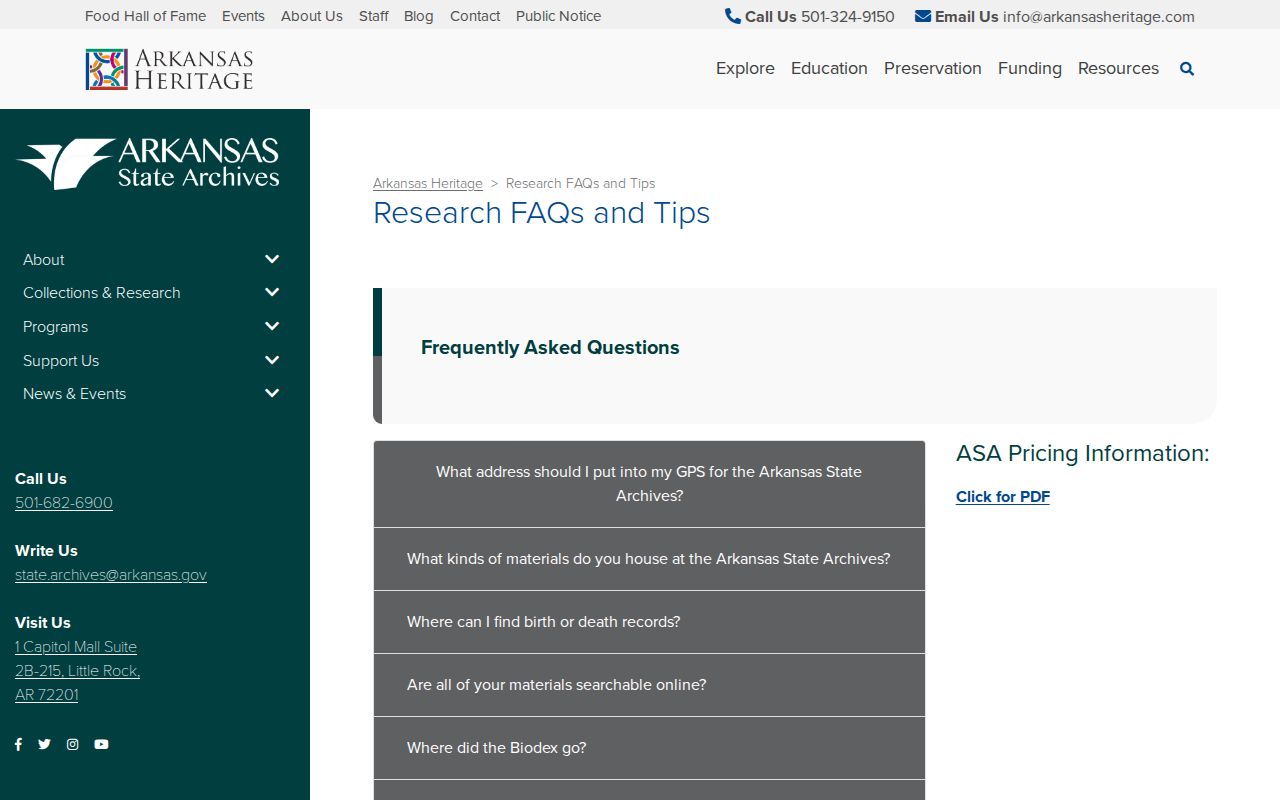 Arkansas State Archives research guidance for locating transferred county records